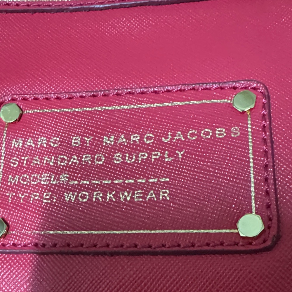 Marc by Marc Jacobs Bright Pink Saffiano Tote with Gold Plaque - Picture 8 of 11